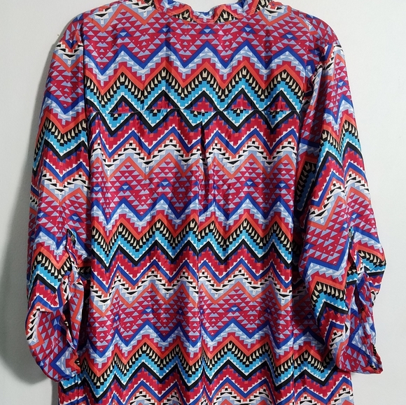 Feathers colorful tribal print tunic dress, 2X - Picture 9 of 14